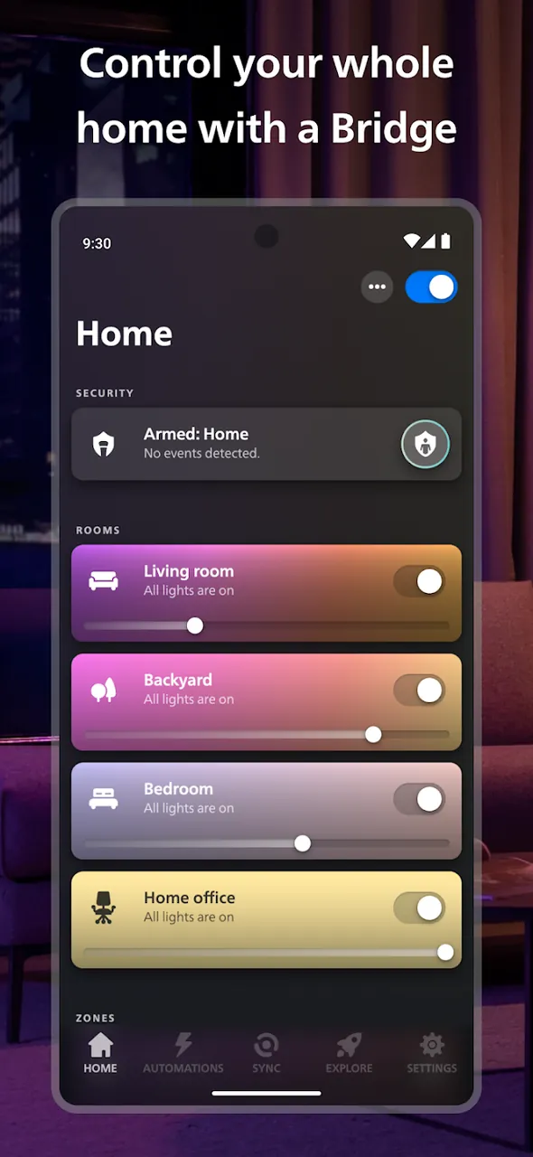 Philips Hue app screenshot